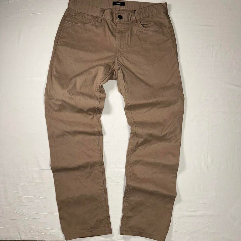 Theory Haydin JE NZ Straight Slim Beige Cotton Pants, 30